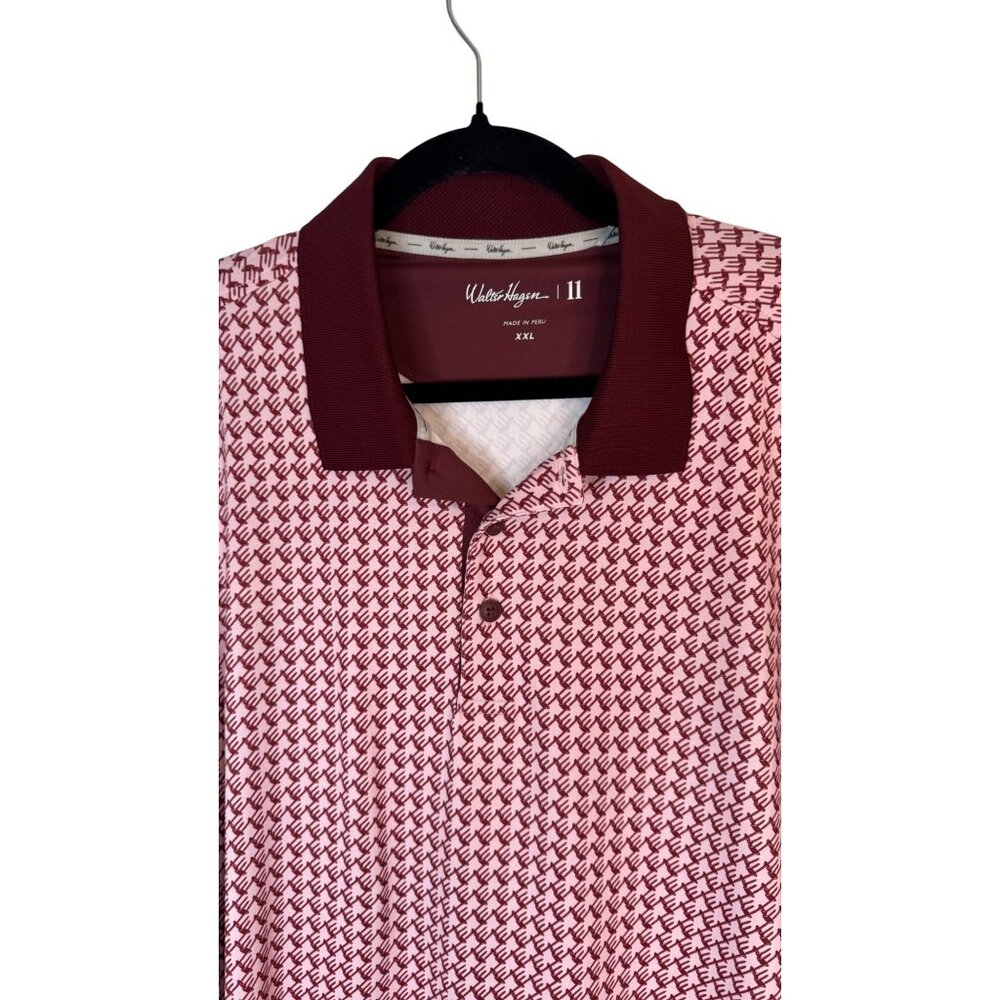 NWT Walter Hagen Men's XXL Houndstooth Pink Polo Shirt Golf Tee Time Print - Picture 7 of 16
